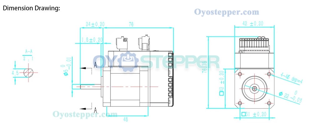 JMC Nema17 Integrated Closed Loop Stepper Motor 1.8 Deg 0.48Nm 1.2A 42 x 42mm